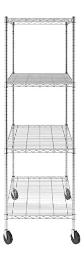 SafeRacks NSF Certified Storage Shelves, Heavy Duty Steel Wire Shelving Unit with Wheels and Adjustable Feet, Used as Pantry Shelf, Garage or Bakers Rack Kitchen Shelving - (24"x48"x72" 4-Tier)