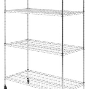 SafeRacks NSF Certified Storage Shelves, Heavy Duty Steel Wire Shelving Unit with Wheels and Adjustable Feet, Used as Pantry Shelf, Garage or Bakers Rack Kitchen Shelving - (24"x48"x72" 4-Tier)