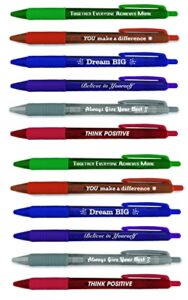 greeting pen employee appreciation translucent 12 pen set with team building quotes, 6 designs 46010