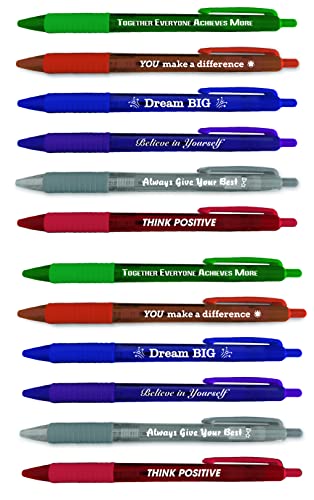 Greeting Pen Employee Appreciation Translucent 12 Pen Set with Team Building Quotes, 6 Designs 46010