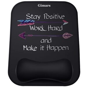 Gimars Large Gel Memory Foam Ergonomic Mouse Pad Wrist Rest Support - Positive Life Theme Mousepad for Laptop, Computer, Gaming, Office - Comfortable for Easy Typing and Pain Relief