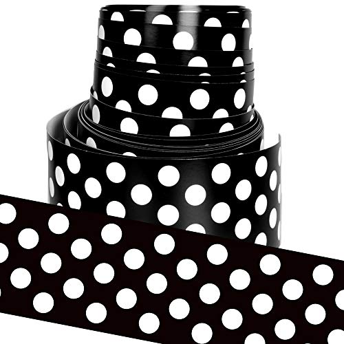 Youngever 52.5 ft Bulletin Board Borders Border for Classroom Decoration, Black Polka Dot Bulletin Border