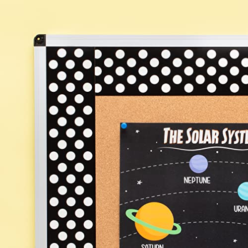 Youngever 52.5 ft Bulletin Board Borders Border for Classroom Decoration, Black Polka Dot Bulletin Border