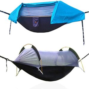 OHMU 440Lbs Camping Hammock with Mosquito Net and Rainfly Cover,2 Persons 4 in 1 Lightweight Backpacking Ground Hammock Tent