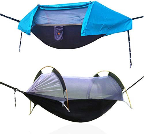 OHMU 440Lbs Camping Hammock with Mosquito Net and Rainfly Cover,2 Persons 4 in 1 Lightweight Backpacking Ground Hammock Tent