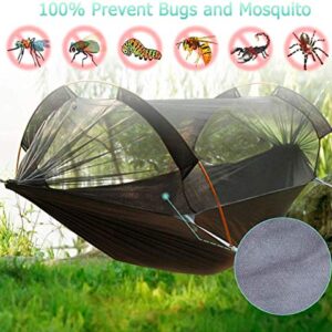 OHMU 440Lbs Camping Hammock with Mosquito Net and Rainfly Cover,2 Persons 4 in 1 Lightweight Backpacking Ground Hammock Tent