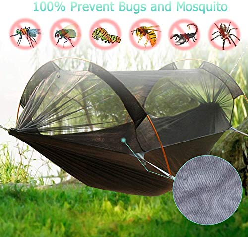 OHMU 440Lbs Camping Hammock with Mosquito Net and Rainfly Cover,2 Persons 4 in 1 Lightweight Backpacking Ground Hammock Tent