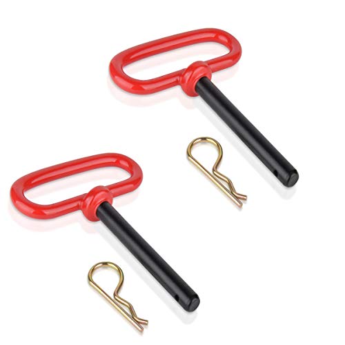 2 Pcs 1/2 inch Red Handle Hitch Pin Accessories for Tractors,Clevis pin (1/2 x 3-5/8)