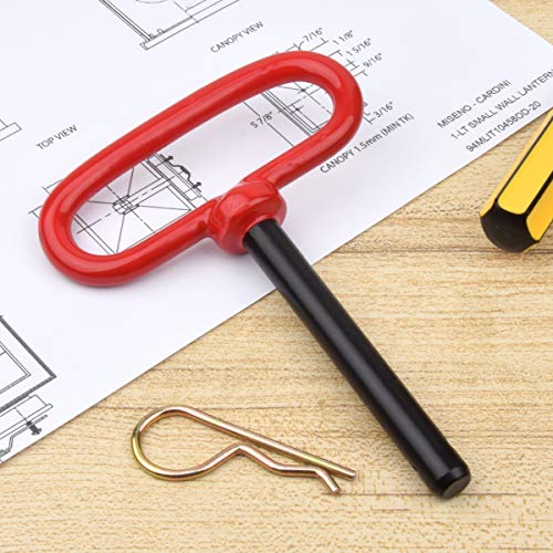 2 Pcs 1/2 inch Red Handle Hitch Pin Accessories for Tractors,Clevis pin (1/2 x 3-5/8)