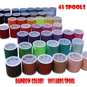 45 spools Sewing Thread Kits Polyester for Hand & Machine Sewing Total 4500yards