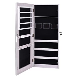 genrics the whole surface pvc film wall hanging door with lock jewelry cabinet fitting mirror cabinet white