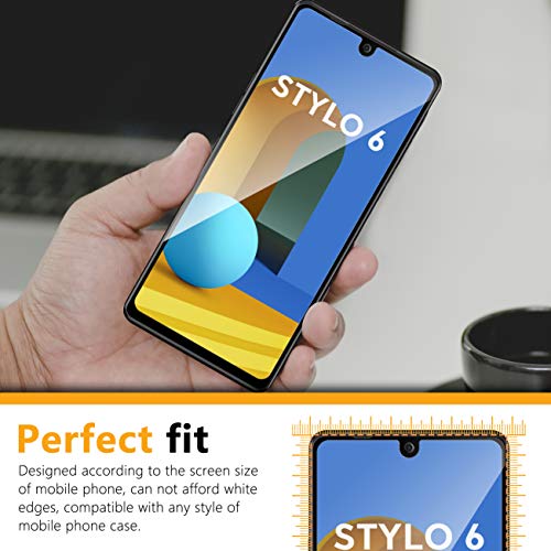 UniqueMe [3 Pack] Screen Protector compatible for LG Stylo 6 Tempered Glass [Full Coverage] Edge to Edge Protection [Case Friendly] - Black