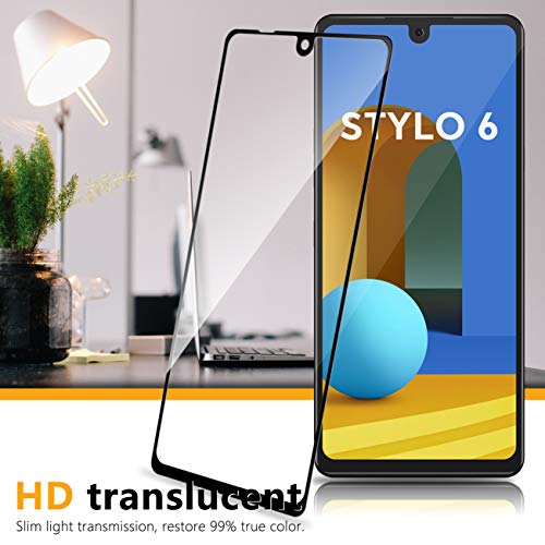 UniqueMe [3 Pack] Screen Protector compatible for LG Stylo 6 Tempered Glass [Full Coverage] Edge to Edge Protection [Case Friendly] - Black