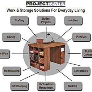 Project Center Desk with Bookcase and 3 Bin Cabinet-White