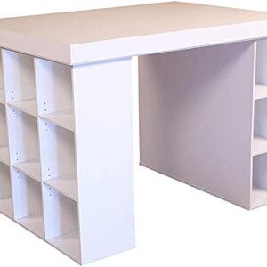 Project Center Desk with Bookcase and 3 Bin Cabinet-White