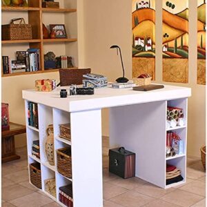 Project Center Desk with Bookcase and 3 Bin Cabinet-White