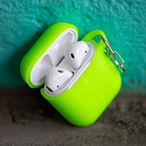 Felony Case – Soft Silicone AirPods Case 2 &1 - Neon Green | Shockproof, 360° Protective Apple Airpods Case Cover with Keychain | Wireless Charging Compatible with Front LED Visible