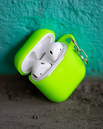 Felony Case – Soft Silicone AirPods Case 2 &1 - Neon Green | Shockproof, 360° Protective Apple Airpods Case Cover with Keychain | Wireless Charging Compatible with Front LED Visible