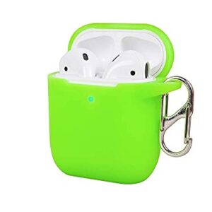 Felony Case – Soft Silicone AirPods Case 2 &1 - Neon Green | Shockproof, 360° Protective Apple Airpods Case Cover with Keychain | Wireless Charging Compatible with Front LED Visible