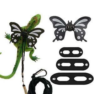 halloween costumes bearded dragon lizard leash harness, 3 size pack butterfly wing lizard harness and leash set, adjustable outdoor walking rope for reptiles small pet animals