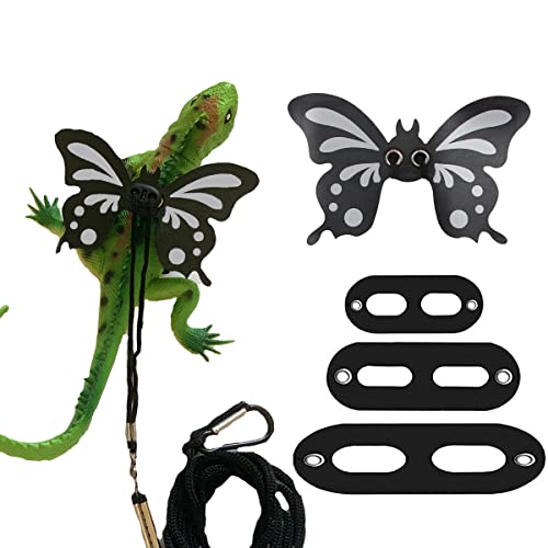 Halloween Costumes Bearded Dragon Lizard Leash Harness, 3 Size Pack Butterfly Wing Lizard Harness and Leash Set, Adjustable Outdoor Walking Rope for Reptiles Small Pet Animals