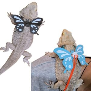 Halloween Costumes Bearded Dragon Lizard Leash Harness, 3 Size Pack Butterfly Wing Lizard Harness and Leash Set, Adjustable Outdoor Walking Rope for Reptiles Small Pet Animals