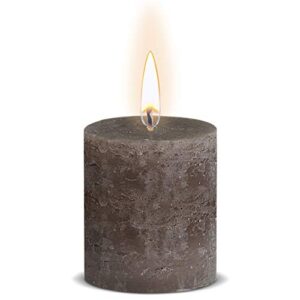 BOLSIUS Rustic Taupe Unscented Pillar Candles - 2.75" X 3.25" Decoration Candles Set of 3 - Clean Burning Dripless Dinner Candles for Wedding & Home Decor Party Restaurant Spa- Aprox (80x68m)