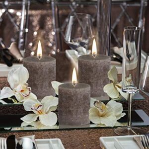 BOLSIUS Rustic Taupe Unscented Pillar Candles - 2.75" X 3.25" Decoration Candles Set of 3 - Clean Burning Dripless Dinner Candles for Wedding & Home Decor Party Restaurant Spa- Aprox (80x68m)