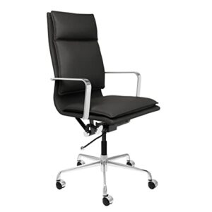 laura davidson furniture lexi ii tall back padded modern office chair with aluminum arms (black)