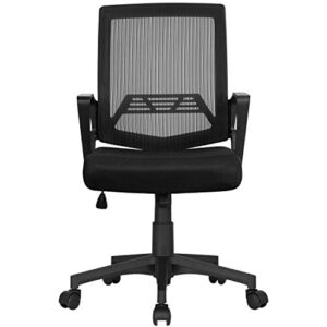 topeakmart mesh desk chair for office, ergonomic adjustable task chair with rolling casters, mid back student chair for home black