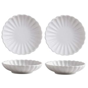 gaolinci 3.5 inches flower shape ceramic sauce dish,mini side seasoning dish,condiment dishes/sushi soy dipping bowl,snack serving dishes,porcelain small saucer set(set of 4)