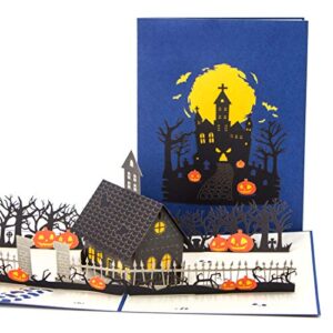 ribbli halloween haunted house handmade 3d pop up card,greeting card,halloween card,pumpkin card,with envelope