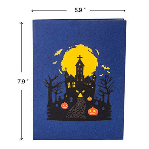 Ribbli Halloween Haunted House Handmade 3D Pop Up Card,Greeting Card,Halloween Card,Pumpkin Card,with Envelope