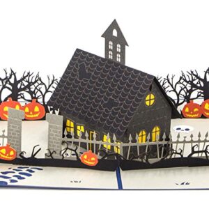 Ribbli Halloween Haunted House Handmade 3D Pop Up Card,Greeting Card,Halloween Card,Pumpkin Card,with Envelope