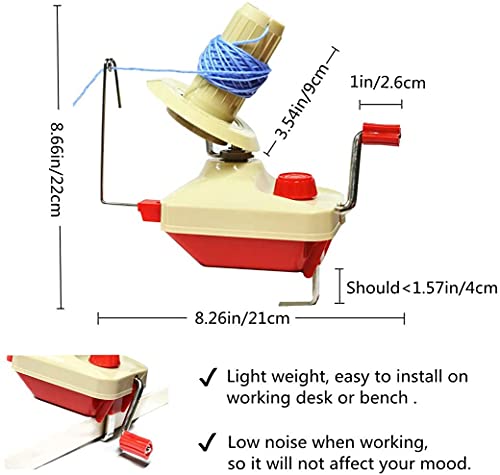 Yarn Winder by RRigo - Easy to Set Up and Use - Hand Operated Yarn Ball Winder 3.5 Ounce Capacity + 10 PCS Stitch Knitting Needles + 10 PCS Plastic Needles + 1PCS Scissors