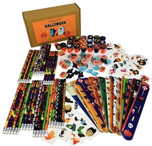 night-gring 142pcs halloween toys and novelty assortment for halloween party favors, halloween school stationery party supplies gift sets