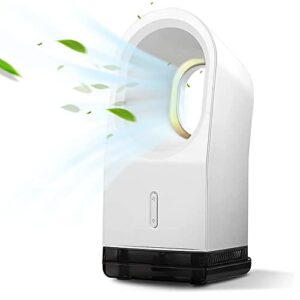 qinmay bladeless air-conditioning fan, portable usb charging, desktop three-in-one night light summer fan humidifier cooler, suitable for home bedroom office outdoor (white)