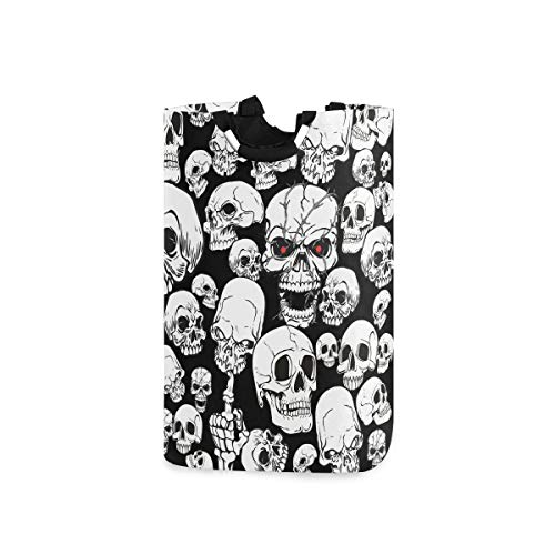 RunningBear Laundry Basket Washing Clothes Hamper - Horror Skull Collapsible Laundry Hamper Large Capacity Large Basket for Bathroom, Bedroom