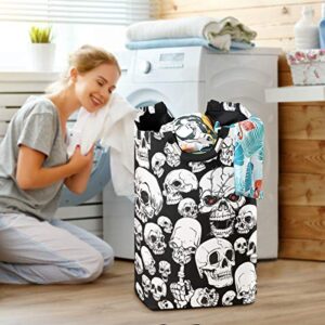 RunningBear Laundry Basket Washing Clothes Hamper - Horror Skull Collapsible Laundry Hamper Large Capacity Large Basket for Bathroom, Bedroom