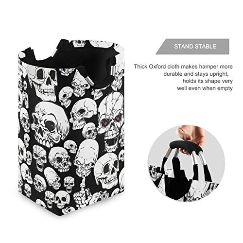 RunningBear Laundry Basket Washing Clothes Hamper - Horror Skull Collapsible Laundry Hamper Large Capacity Large Basket for Bathroom, Bedroom