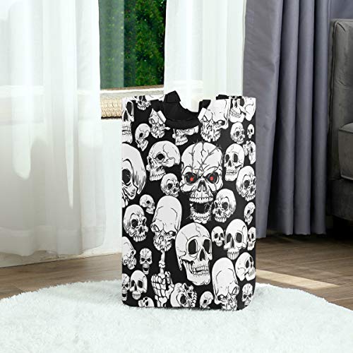 RunningBear Laundry Basket Washing Clothes Hamper - Horror Skull Collapsible Laundry Hamper Large Capacity Large Basket for Bathroom, Bedroom