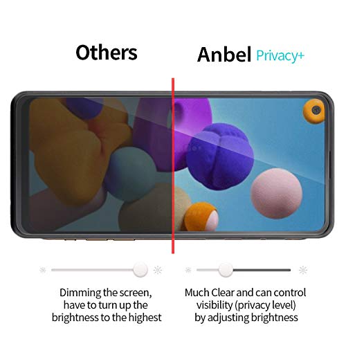Anbel Design Anbzsign [2 Pack] Xiaomi Redmi Note 9 6.53" (2020) Privacy Screen Protector, [Full Coverage] [Case Friendly] Anti-Spy 9H Hardness Tempered Glass