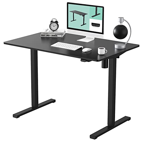 FLEXISPOT Electric Standing Desk 48 x 24 Inches Height Adjustable Desk Sit Stand Desk Home Office Desks Whole-Piece Desk Board (Black Frame + 48 in Black Table Top)