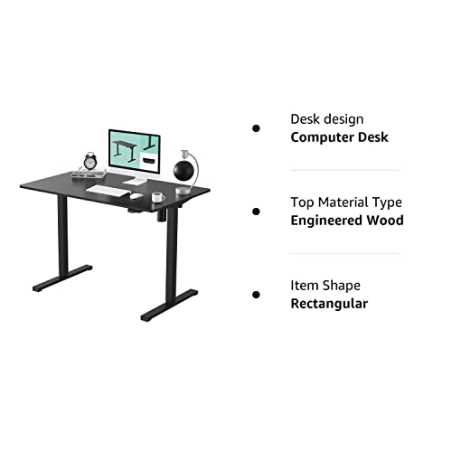 FLEXISPOT Electric Standing Desk 48 x 24 Inches Height Adjustable Desk Sit Stand Desk Home Office Desks Whole-Piece Desk Board (Black Frame + 48 in Black Table Top)