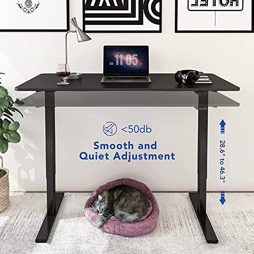 FLEXISPOT Electric Standing Desk 48 x 24 Inches Height Adjustable Desk Sit Stand Desk Home Office Desks Whole-Piece Desk Board (Black Frame + 48 in Black Table Top)