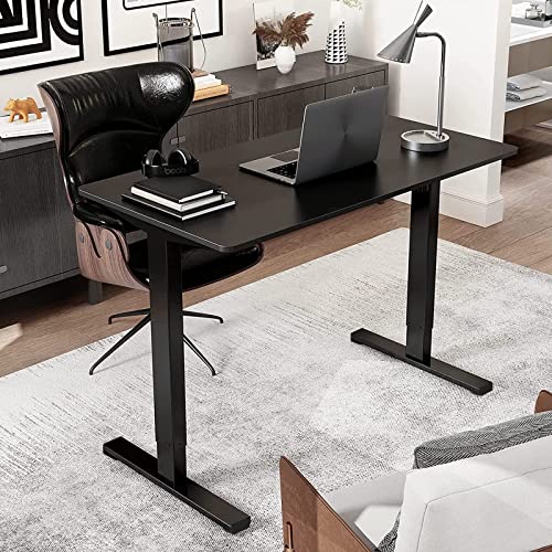 FLEXISPOT Electric Standing Desk 48 x 24 Inches Height Adjustable Desk Sit Stand Desk Home Office Desks Whole-Piece Desk Board (Black Frame + 48 in Black Table Top)