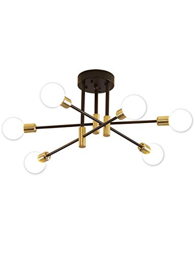 Biewalk Sputnik Chandelier Mid Century Modern Nordic Pendant Lighting 6 Lights Ceiling Light Fixture Black Light for Living Room, Kitchen, Bedroom, Dining Room, ETL Certification