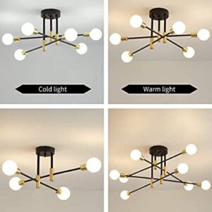 Biewalk Sputnik Chandelier Mid Century Modern Nordic Pendant Lighting 6 Lights Ceiling Light Fixture Black Light for Living Room, Kitchen, Bedroom, Dining Room, ETL Certification