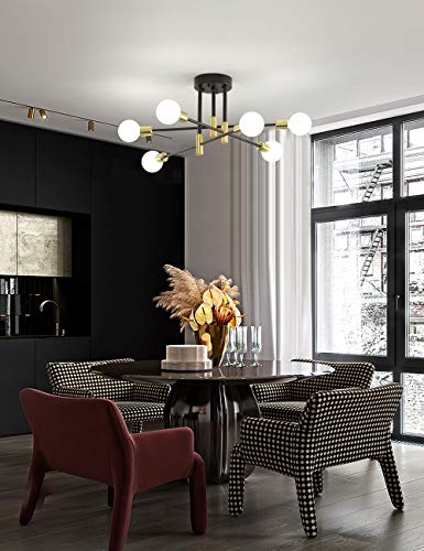 Biewalk Sputnik Chandelier Mid Century Modern Nordic Pendant Lighting 6 Lights Ceiling Light Fixture Black Light for Living Room, Kitchen, Bedroom, Dining Room, ETL Certification