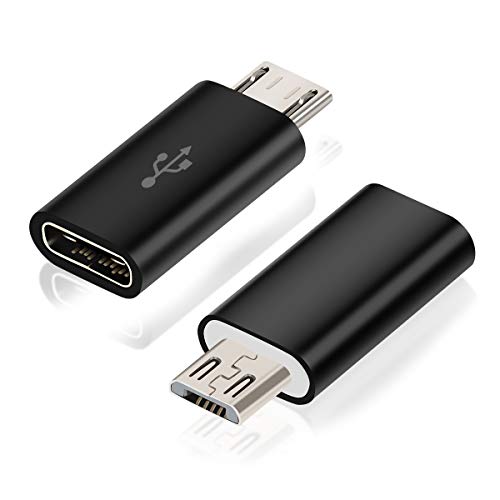 BabyElf USB C Adapter, Type C Female to Micro USB Male Convert Connector Support Charge & Data Sync Compatible with Galaxy S7/S7 Edge, Nexus 5/6 and Micro USB Devices (Pack of 2, Black)